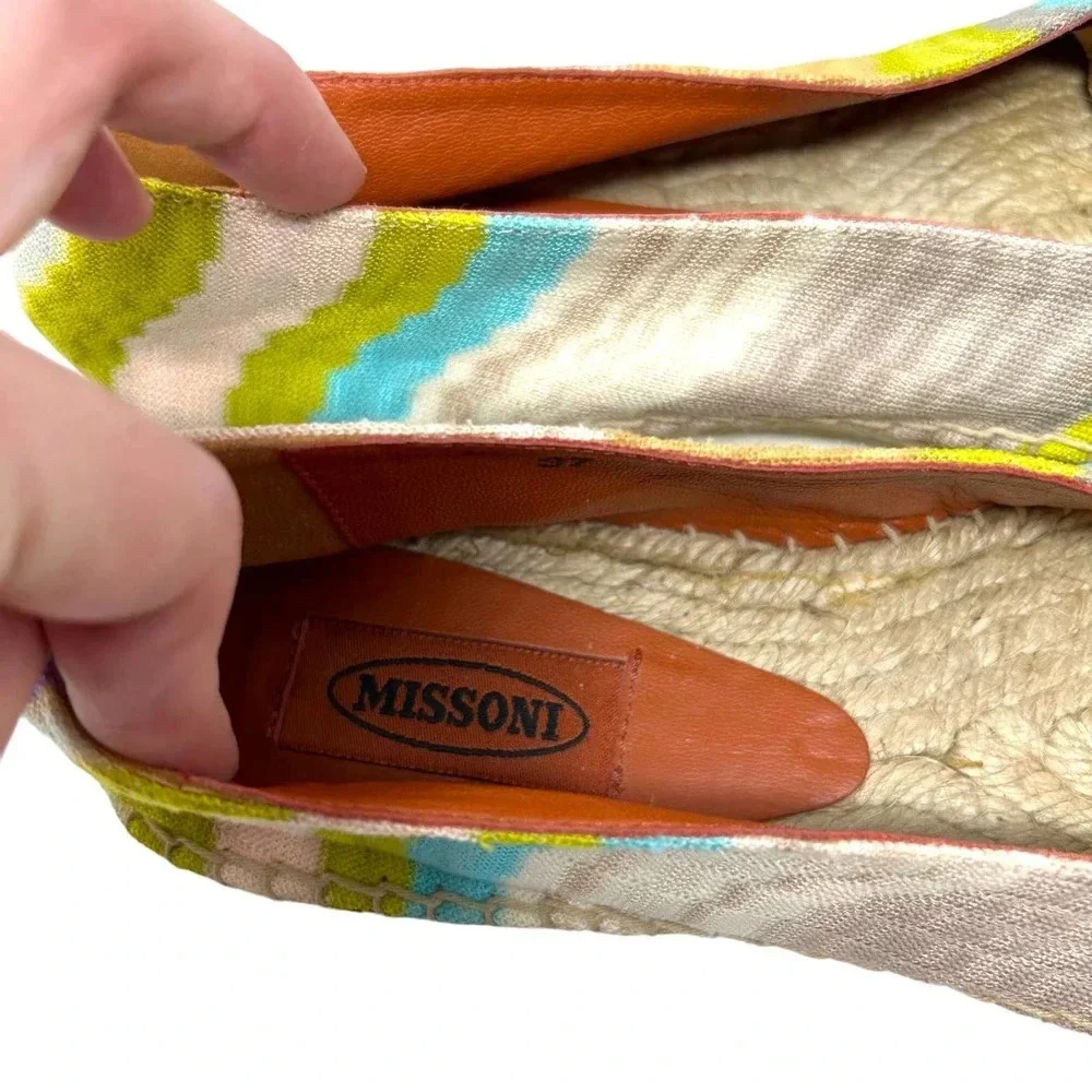 Missoni Striped Crochet-Knit‎ Espadrille Flats Size 37 US 7